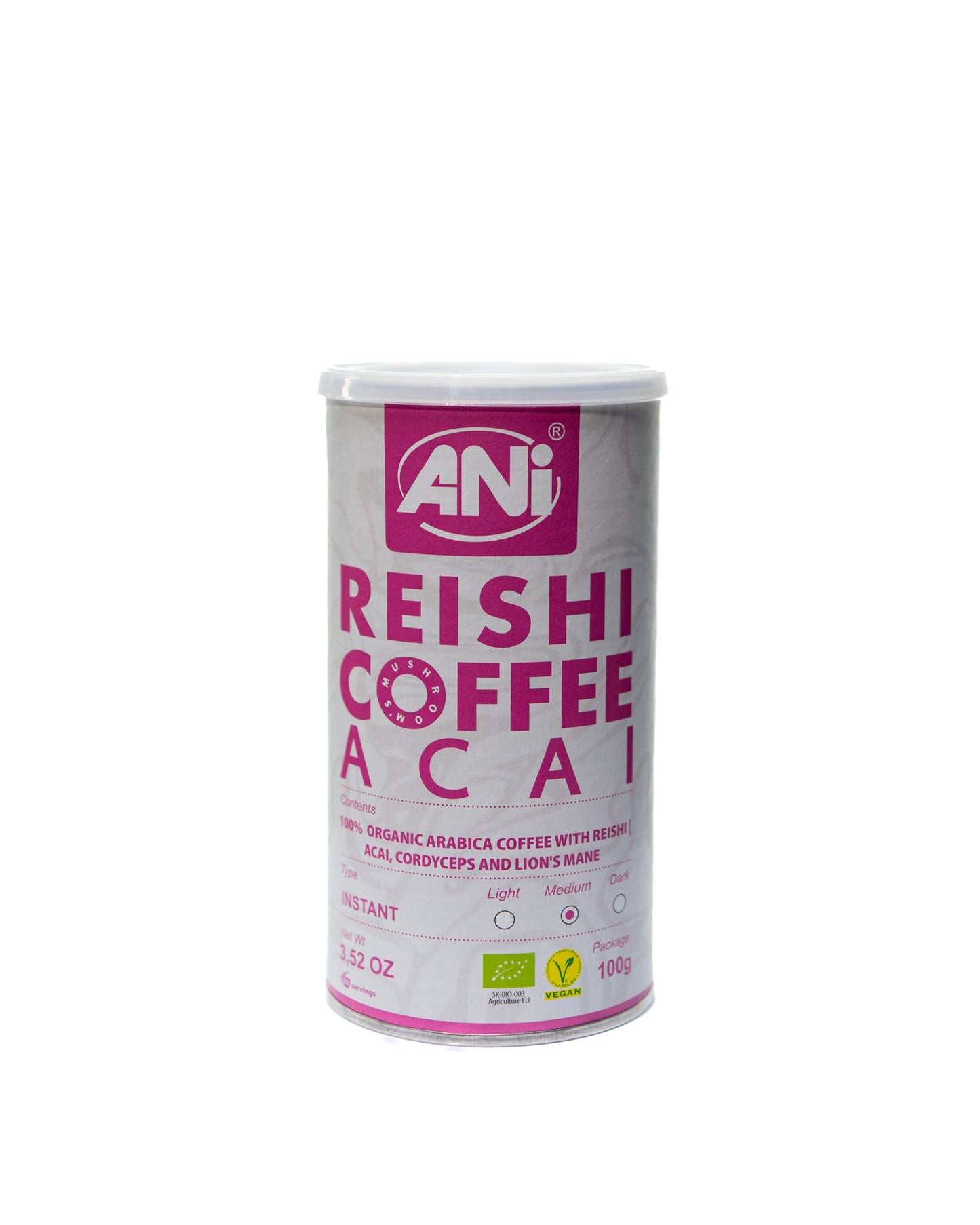 ANi Reishi Coffee Acai BIO à la Crinière de Lion et Cordyceps Boîte 100g