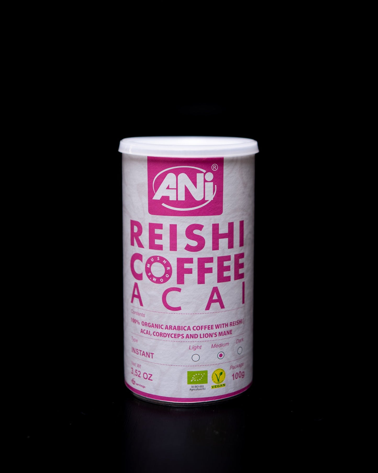 ANi Reishi Coffee Acai BIO à la Crinière de Lion et Cordyceps Boîte 100g