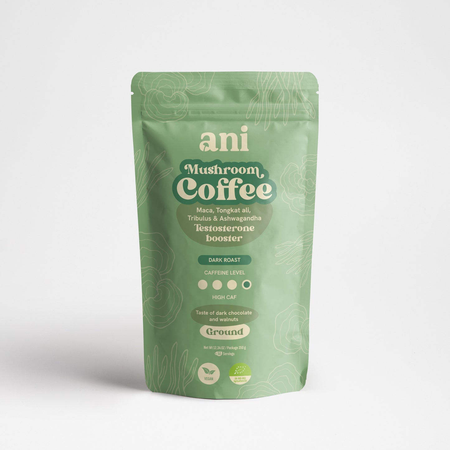 ANi Mushroom Coffee – Testosterone Boost 350 g, café moulu