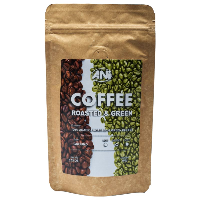 Café vert torréfié - BOMBE ANTIOXYDANTE - Un mélange de grains de café Arabica torréfiés et bruts sélectionnés - 100g 50%/50% ANilab