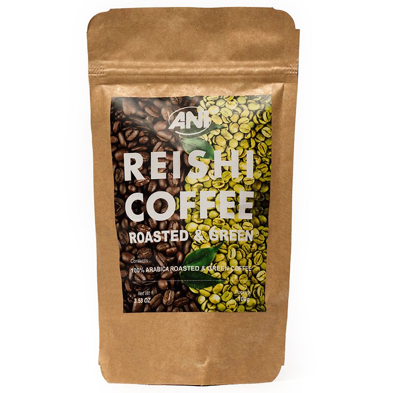 Café vert et torréfié au Reishi - BOMBE ANTIOXYDANTE - Un mélange de grains de café Arabica torréfiés et CRUS avec de la poudre BIO Ganoderma lucidum 100g 2+1 gratuit 50%/50% ANilab