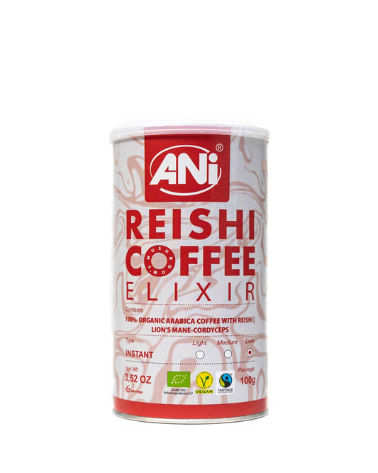 ELIXIR Reishi BIO Café instantané au Cordyceps Sinensis - Crinière de Lion Boîte 100g ANilab