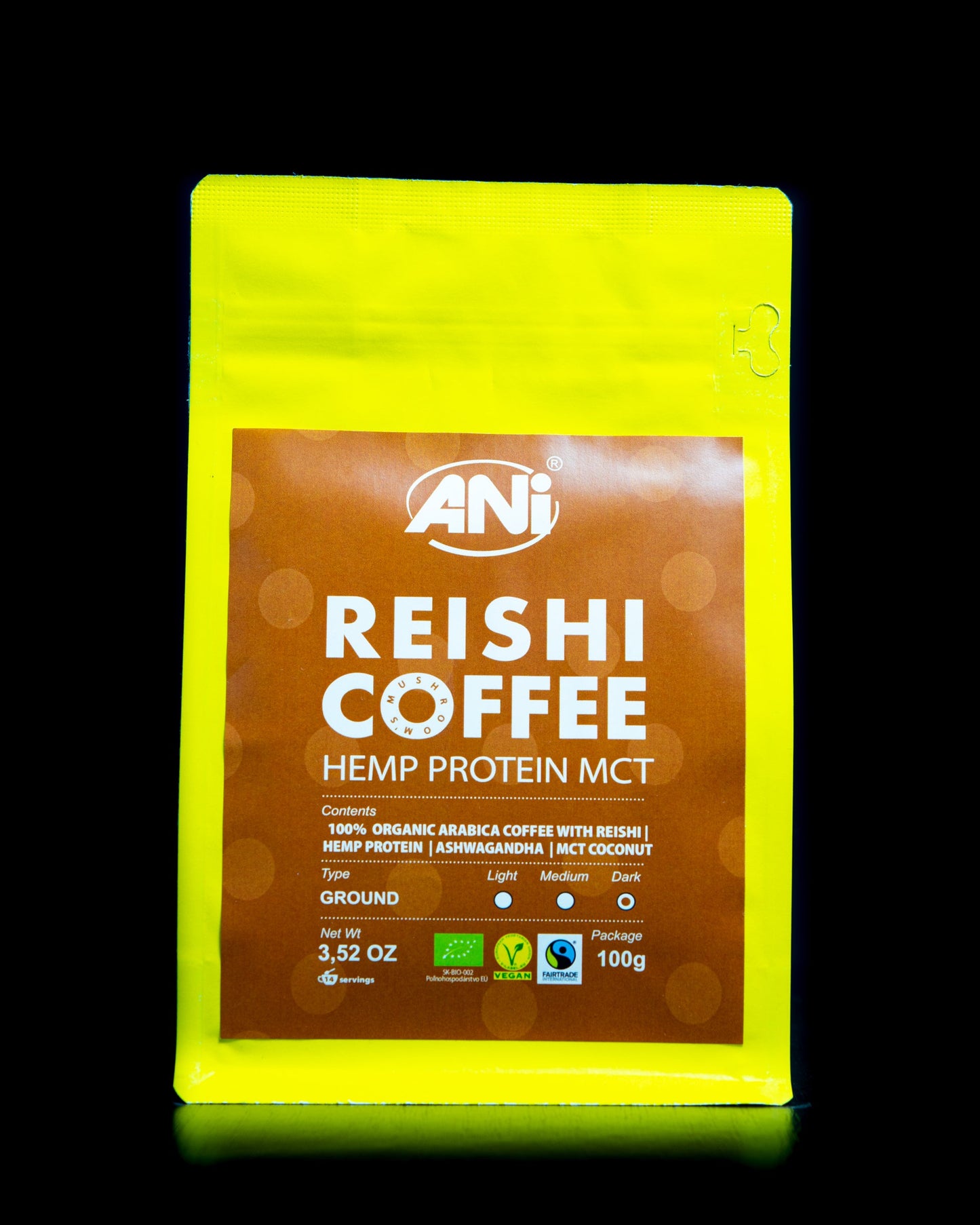 café Arabica moulu Reishi Protéine de chanvre MCT BIO  100g ANilab