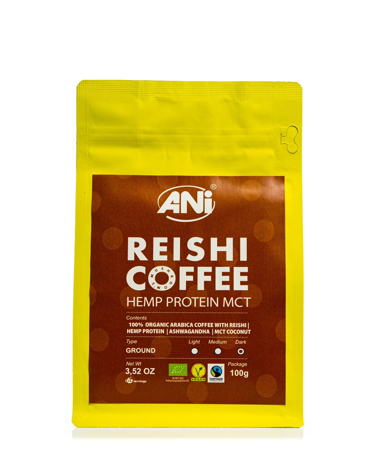 café Arabica moulu Reishi Protéine de chanvre MCT BIO  100g ANilab