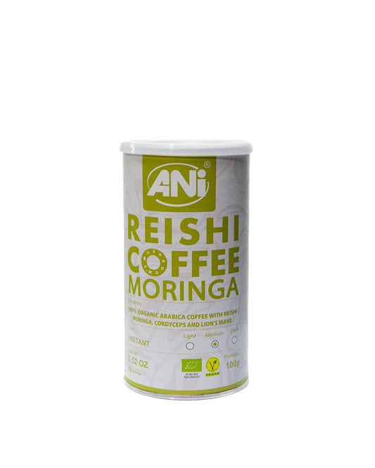 Café instantané Moringa Reishi BIO à la Crinière de Lion - Cordyceps Boîte 100g ANilab