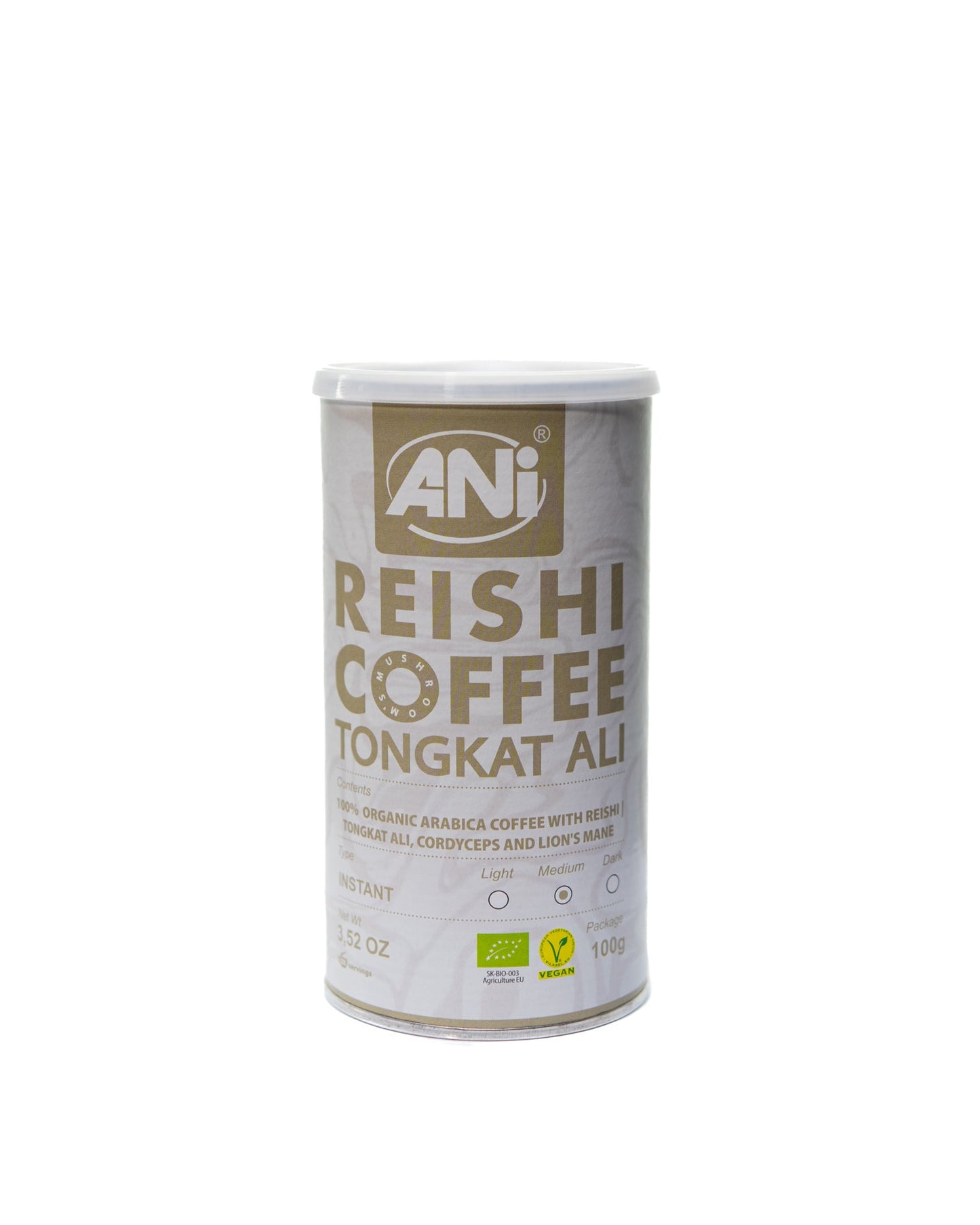 Tongkat ali Reishi BIO café instantané à la Crinière de Lion - Cordyceps boite 100g ANilab