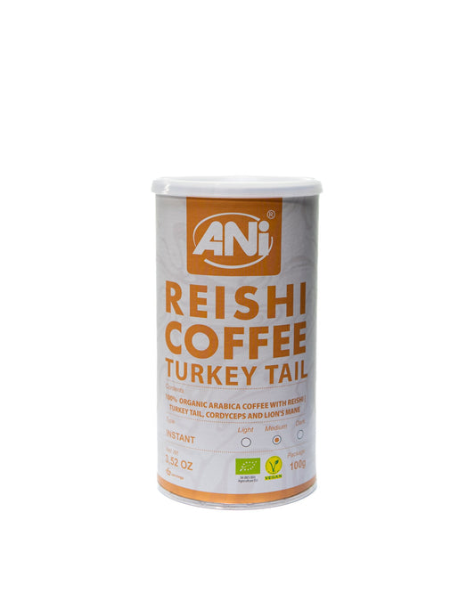 Café instantané Turkey tail Reishi BIO - Cordyceps, Crinière de Lion boite 100g ANilab