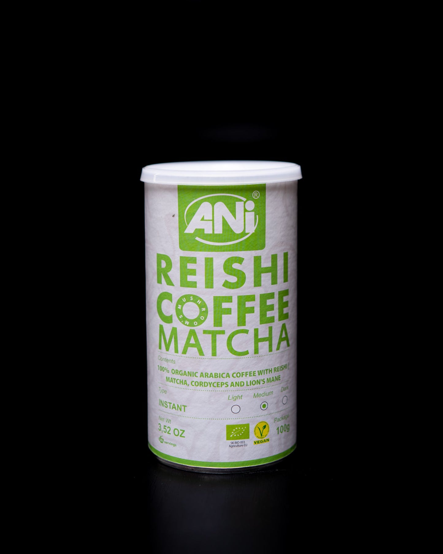 Café instantané Matcha Reishi BIO à la Crinière de Lion - Cordyceps Boite 100g ANilab