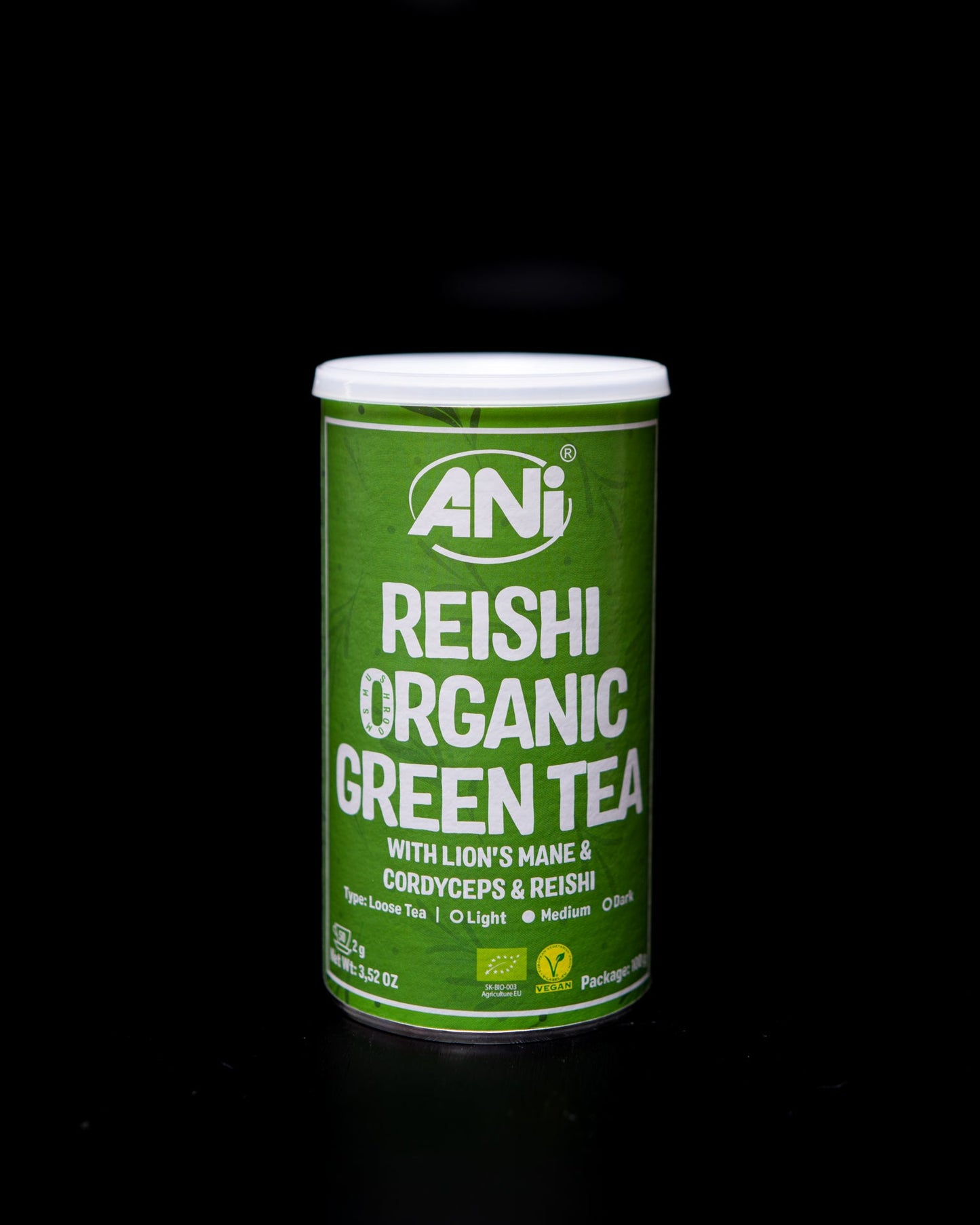 Thé vert Reishi BIO à la Crinière de Lion-Cordyceps boite 100g ANilab