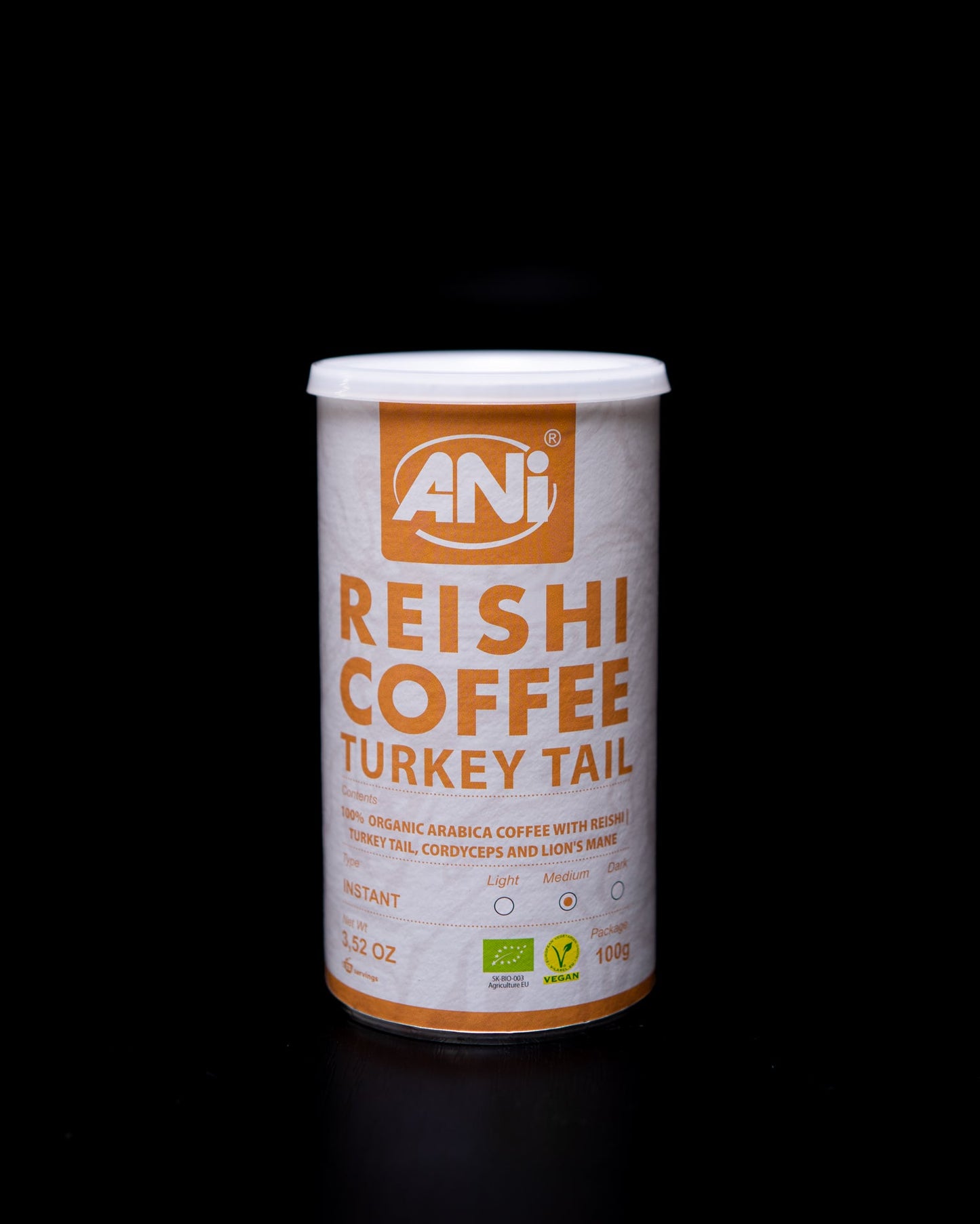 Café instantané Turkey tail Reishi BIO - Cordyceps, Crinière de Lion boite 100g ANilab