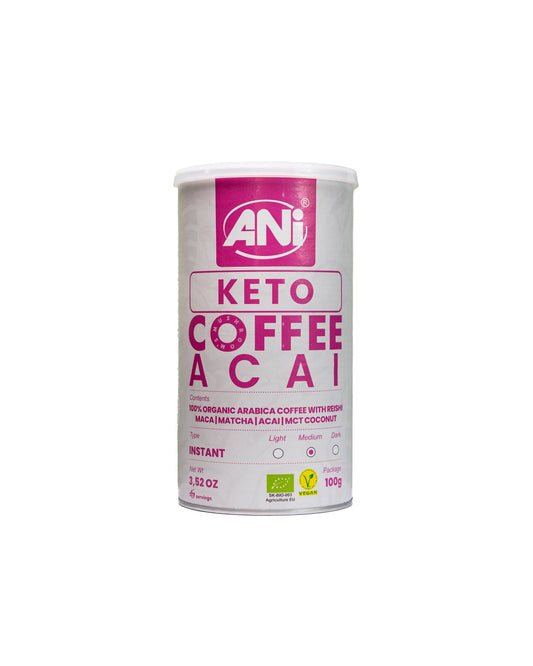 Café instantané Keto Acai avec Reishi, Maca, Matcha, Acai, noix de coco MCT  boite 100g ANilab