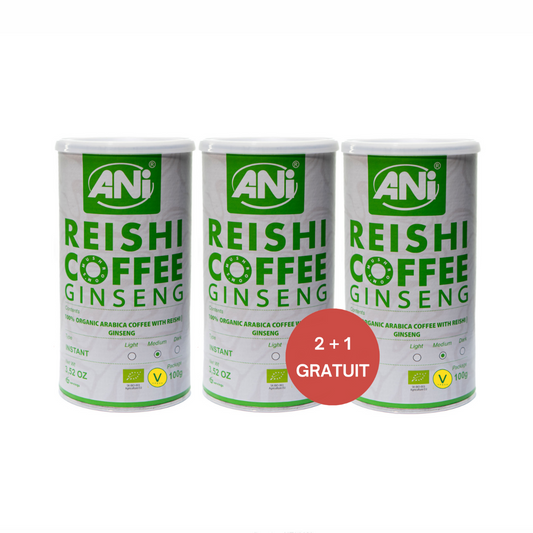 Ginseng Reishi BIO café instantané arabica boite 100g 2+1 gratuit ANilab