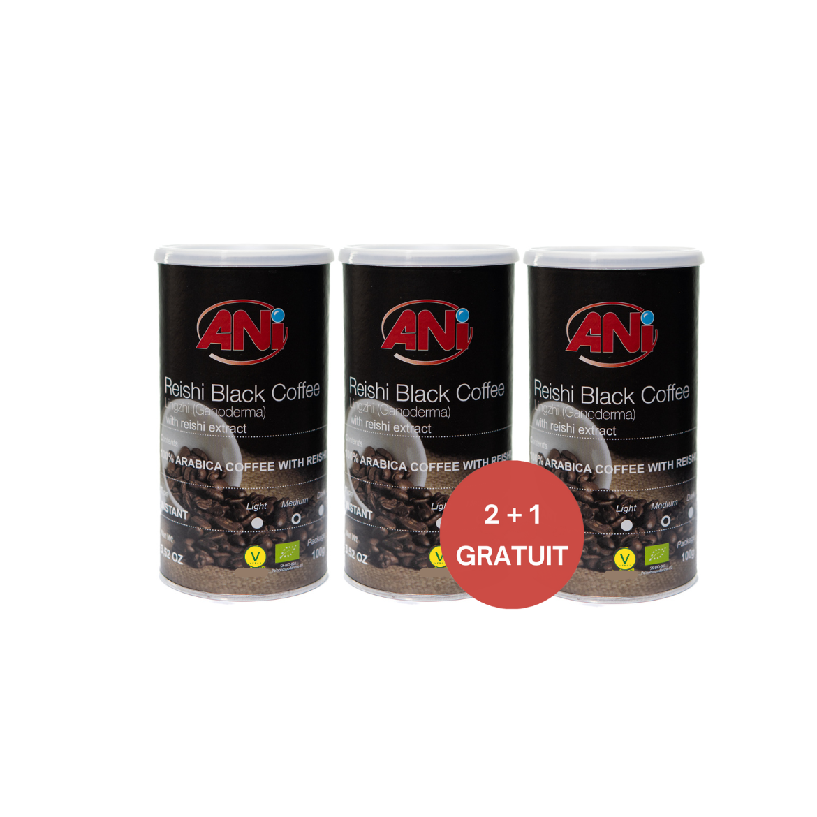 Café instantané Reishi BIO boite 100g 2+1 gratuit ANilab