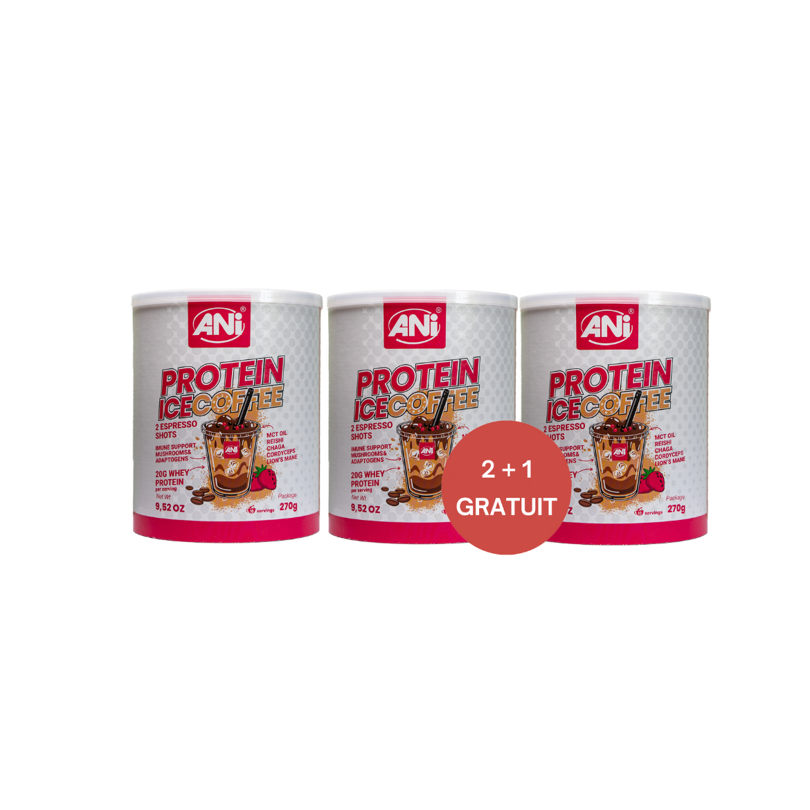 Protéine ICE COFFEE Fraise 270g ANilab 2+1 gratuit