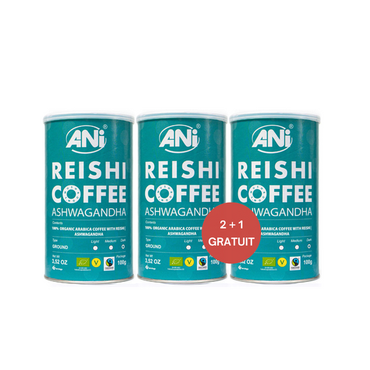 Ashwagandha Reishi Café moulu BIO Boite 100g 2+1