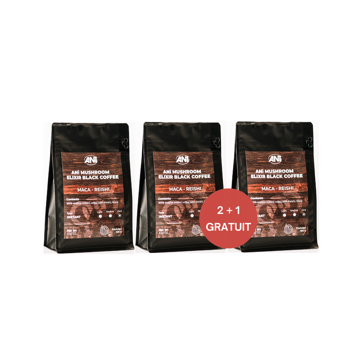 Maca Reishi Café instantané 100g 2+1 gratuit ANilab