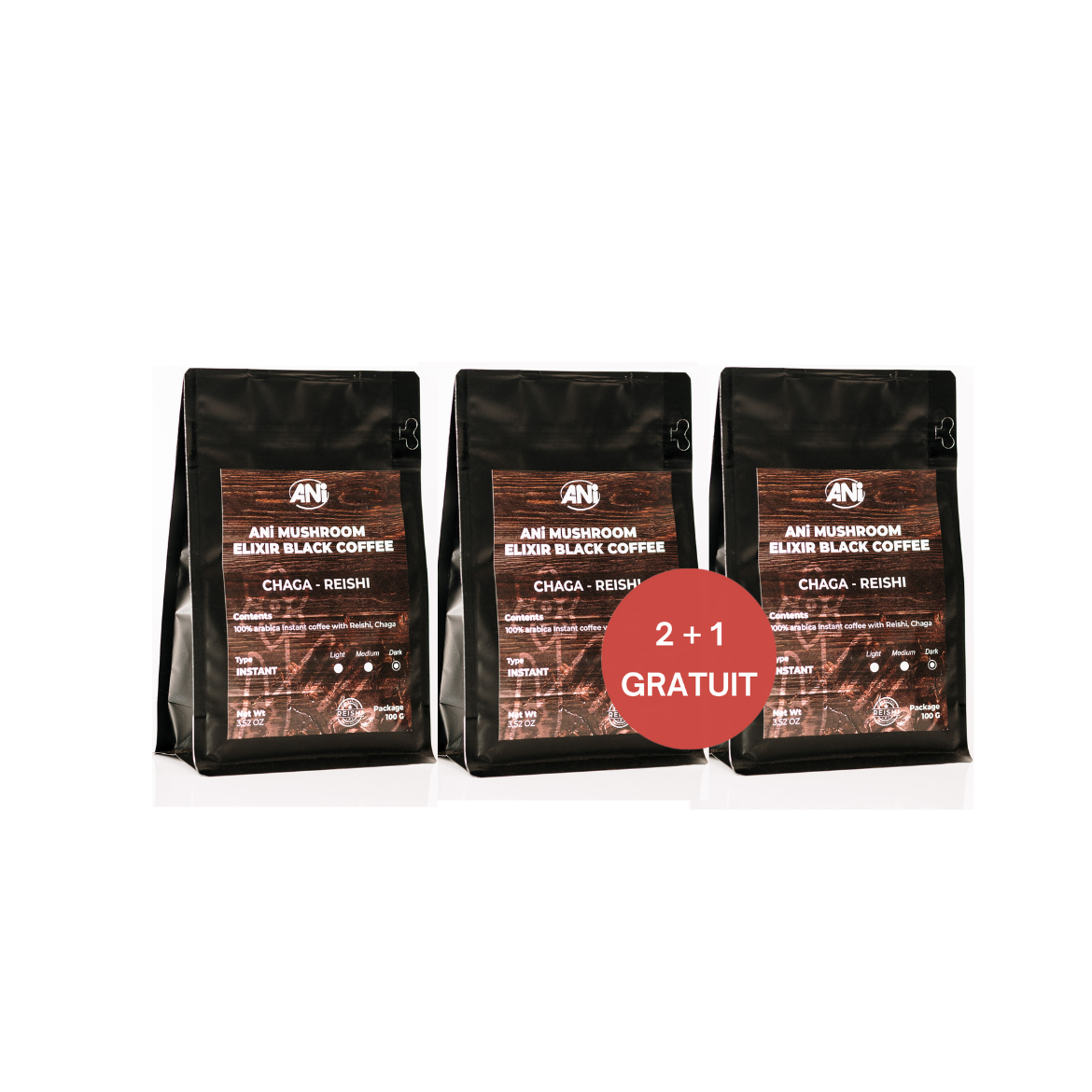 Café instantané Chaga Reishi 100g 2+1 gratuit ANilab