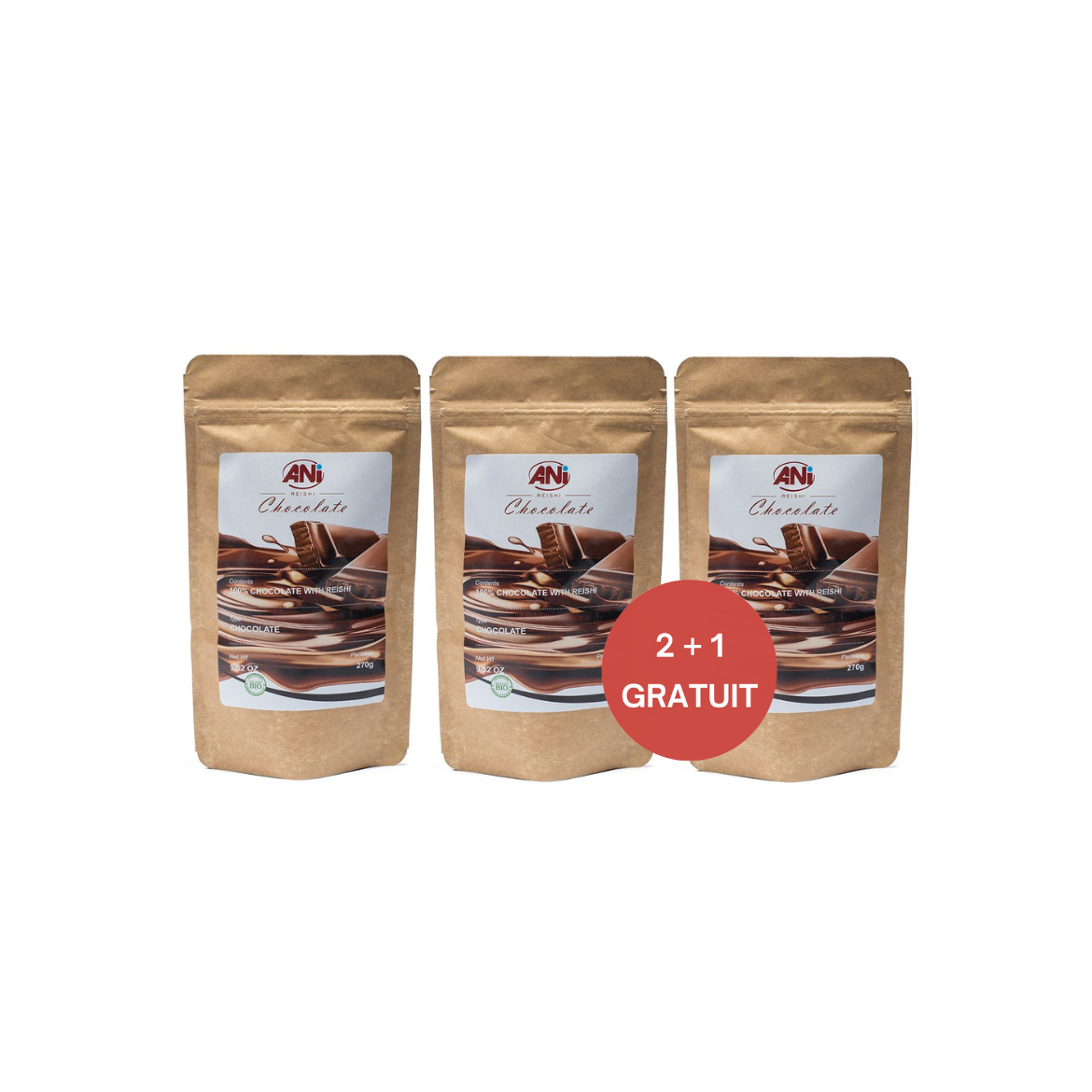 Chocolat Reishi 270g  2+1 gratuit doypack ANilab