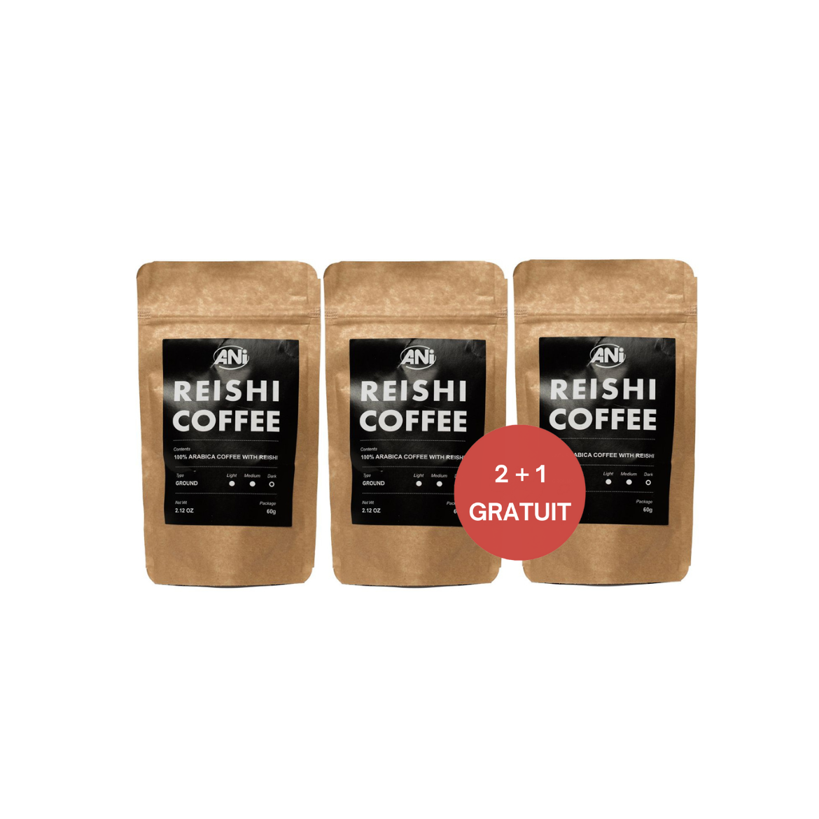 Café moulu au Reishi 60g 2+1 gratuit ANilab