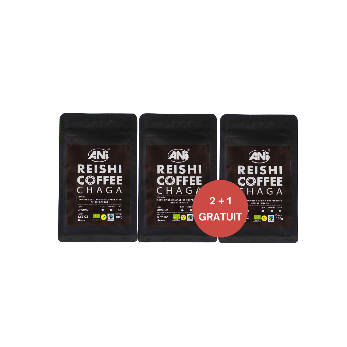 Café moulu Chaga Reishi BIO 100g 2+1 gratuit ANilab