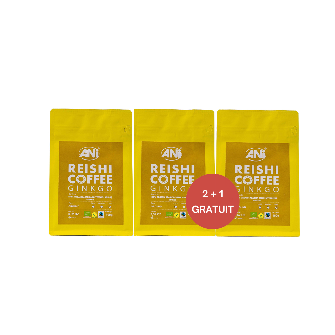 Café moulu Ginkgo Reishi BIO 100g 2+1 gratuit ANilab