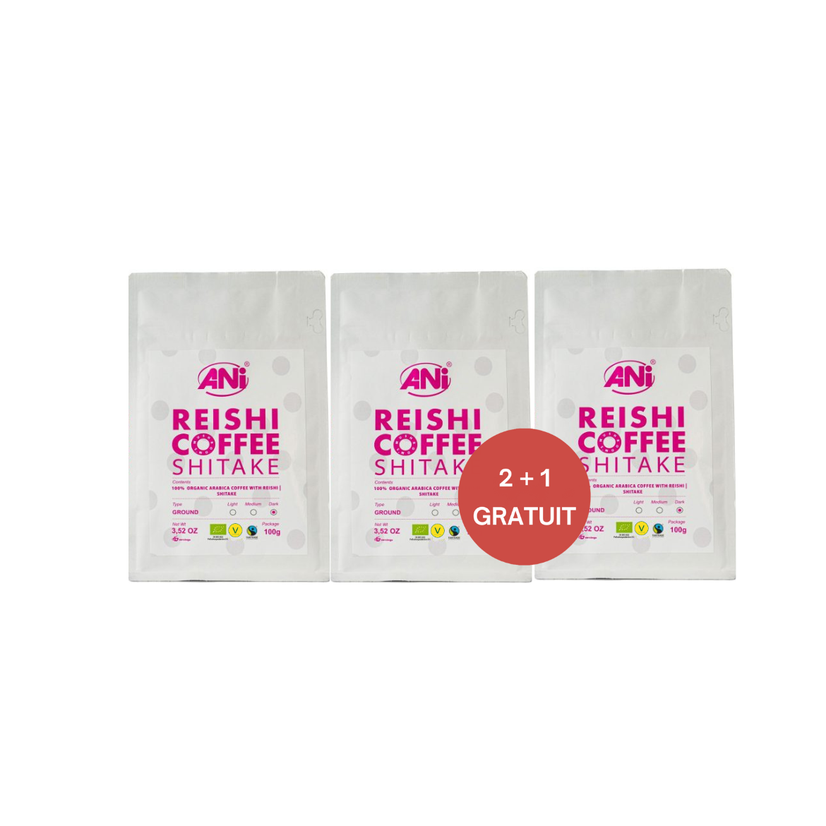 Café moulu Shitake Reishi BIO 100g 2+1 gratuit ANilab