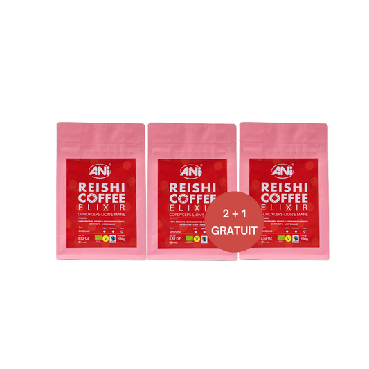 Cordyceps Reishi BIO Café moulu à la Crinière de Lion 100g 2+1 gratuit ANilab