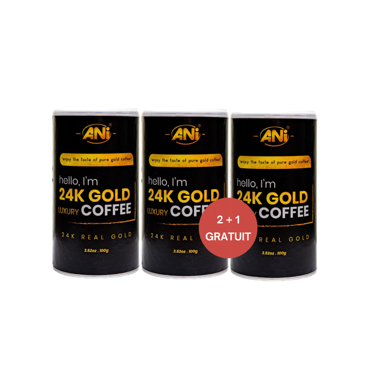 ANi 24K Gold Café instantané à l'or véritable 24 carats Boite 100g 2+1 Gratuit ANilab