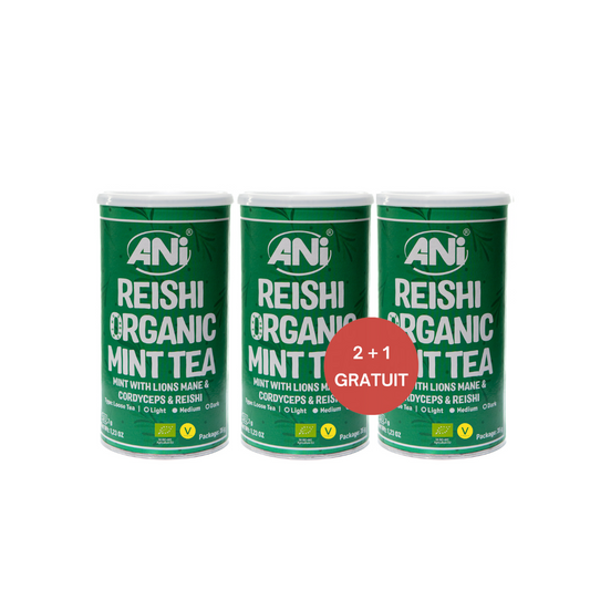 Thé Menthe Poivrée Reishi BIO avec - Crinière de Lion - Cordyceps Boite 35g 2+1 gratuit ANilab