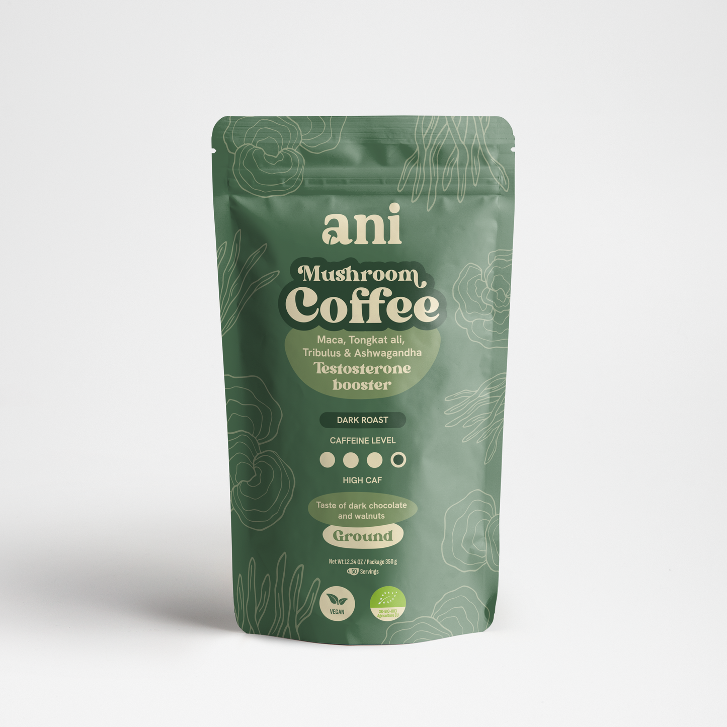 ANi Mushroom Coffee – Testosterone Boost 350 g, café en grains