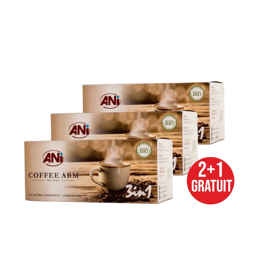 Café instantané ABM Reishi 3en1 - jus de canne 15 sachets de 22g - 2+1 Gratuit