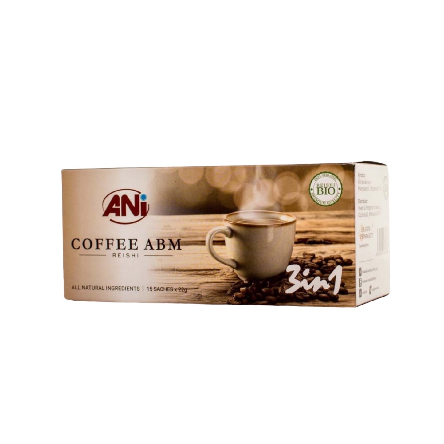 Café instantané ABM Reishi 3en1 - jus de canne 15 sachets de 22g