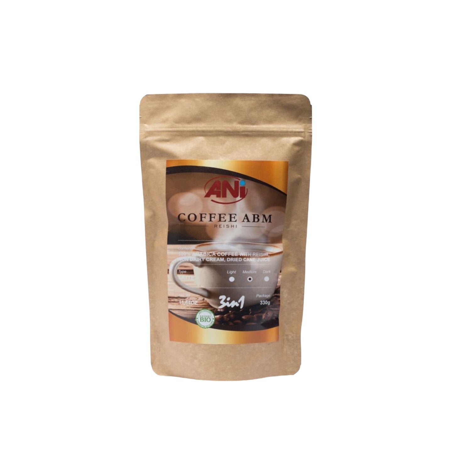 Café instantané ABM Reishi 3en1 - jus de canne 330g 2+1  Gratuit doypack ANilab