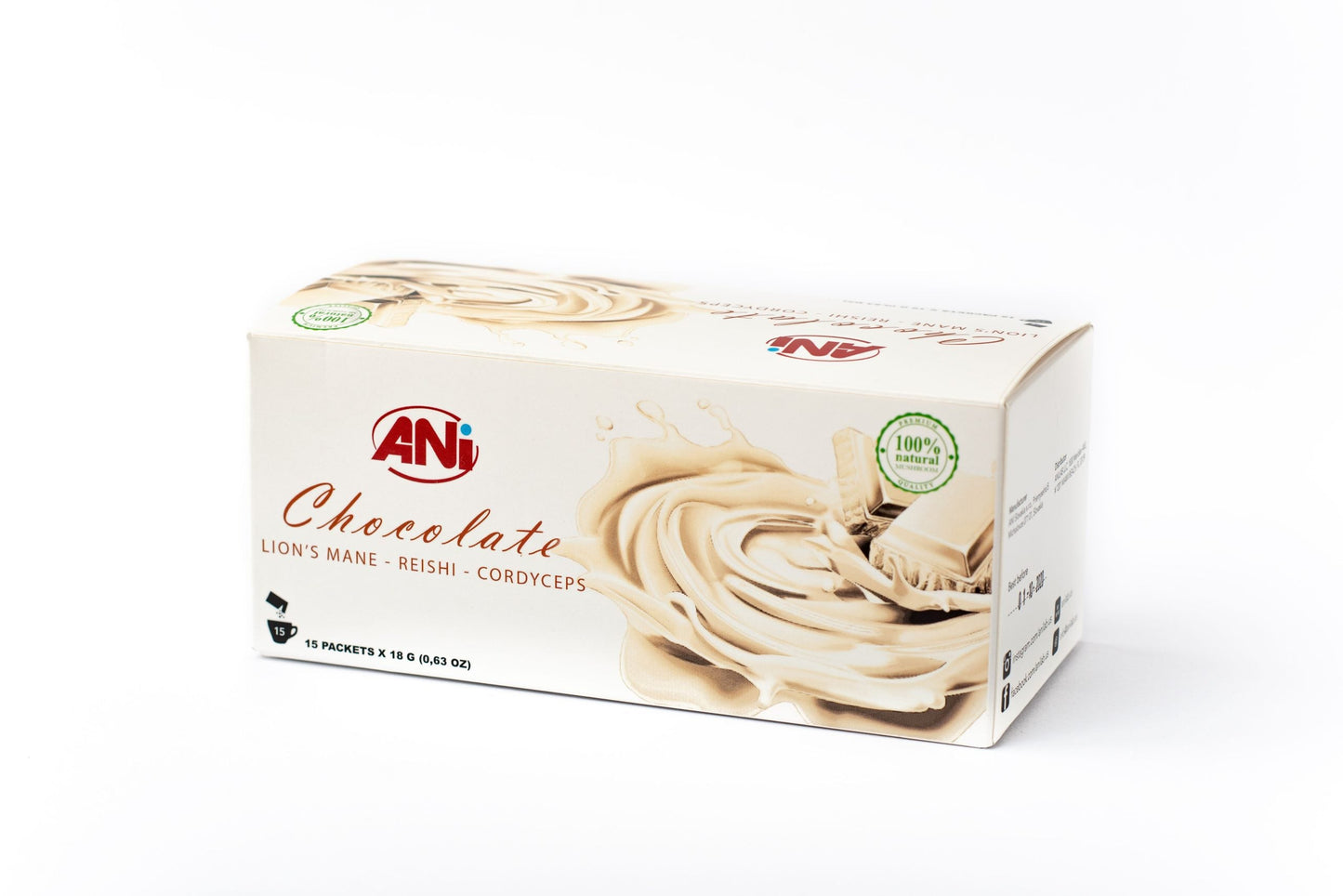 Chocolat chaud blanc au Reishi - Cordyceps sinensis  - Lion's Mane Boite 15x18 g 2+1 Gratuit ANilab