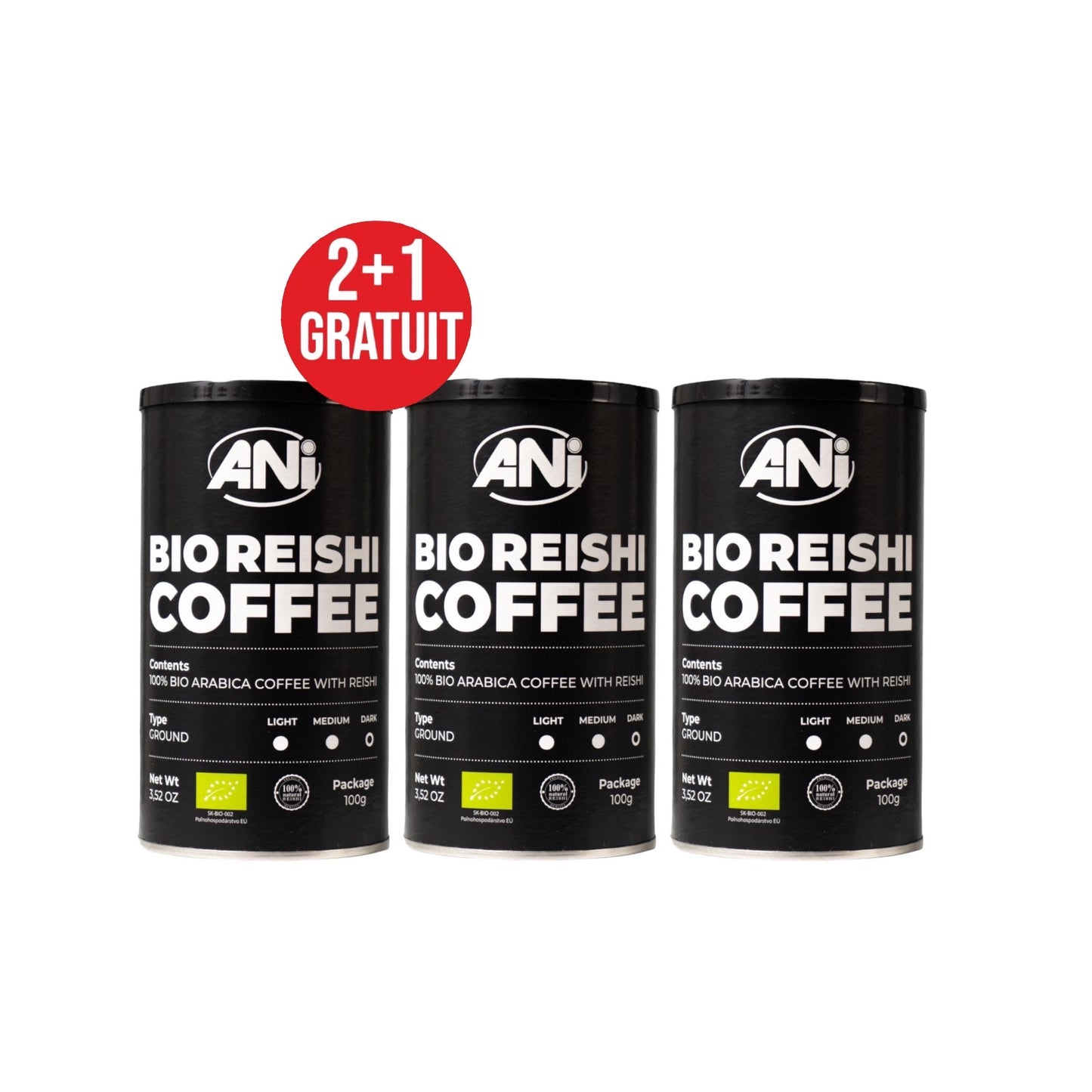 Café Bio Reishi moulu QUALITÉ PREMIUM Boîte de 100g 2+1 gratuit ANilab