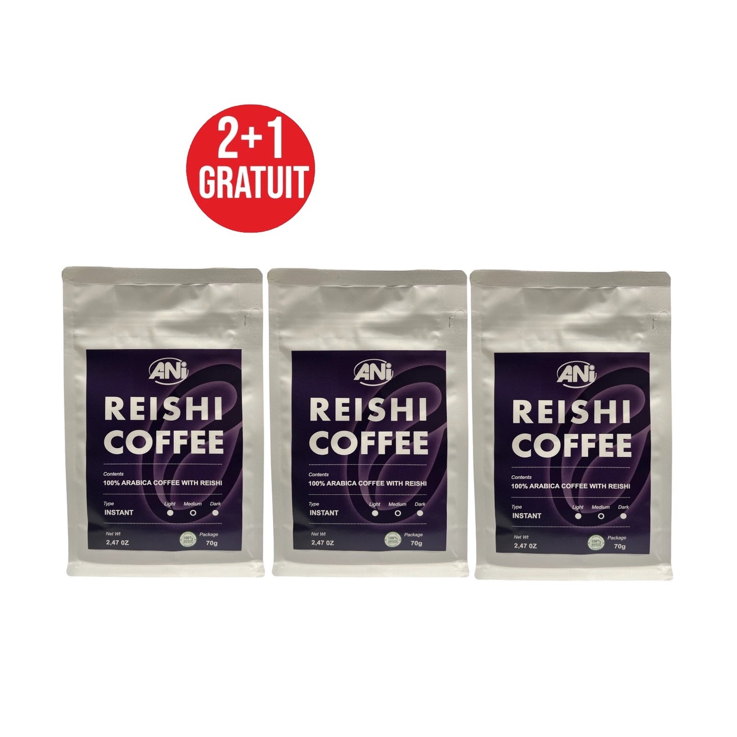 Café instantané Reishi 70g 2+1 gratuit ANilab