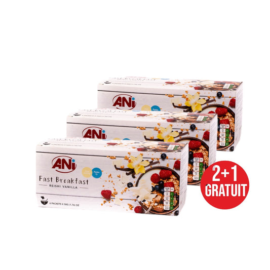 Vanille Protéine Reishi petit déjeuner boîte 6x50g ANilab 2+1 gratuit