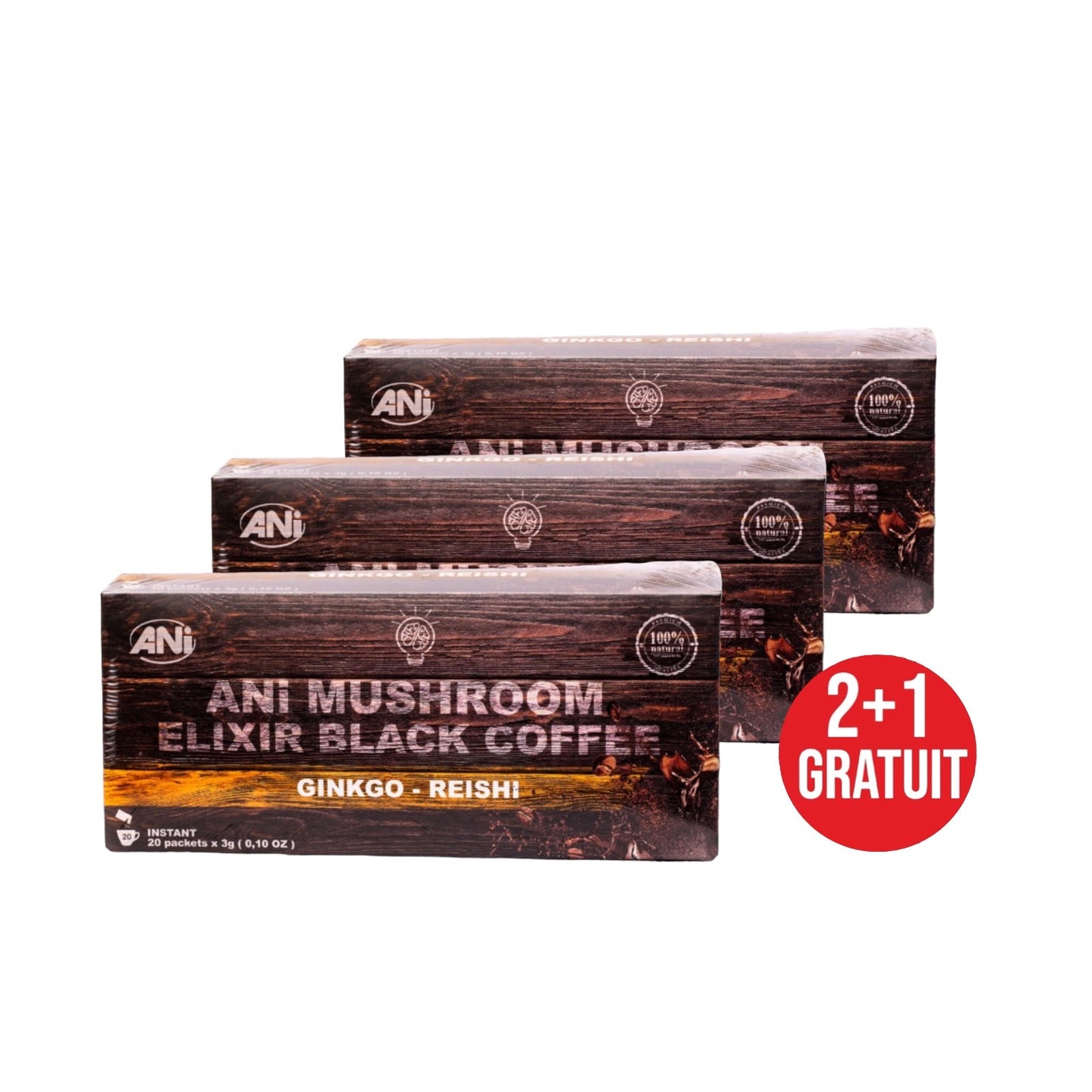 Ginkgo Reishi Café instantané 20x3g 2+1 boîte gratuite ANilab