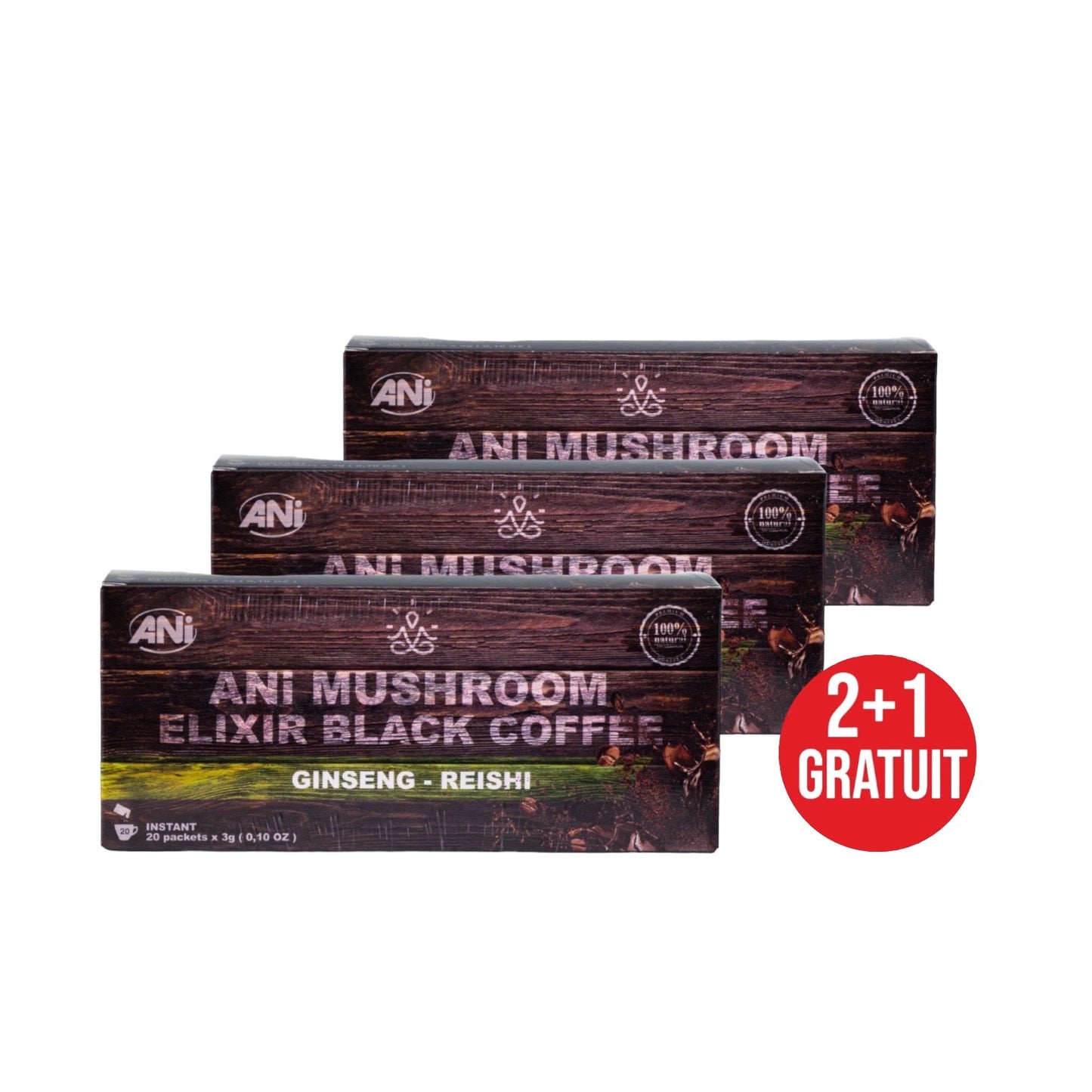 Ginseng Reishi Café instantané Arabica 20x3g 2+1 gratuit ANilab