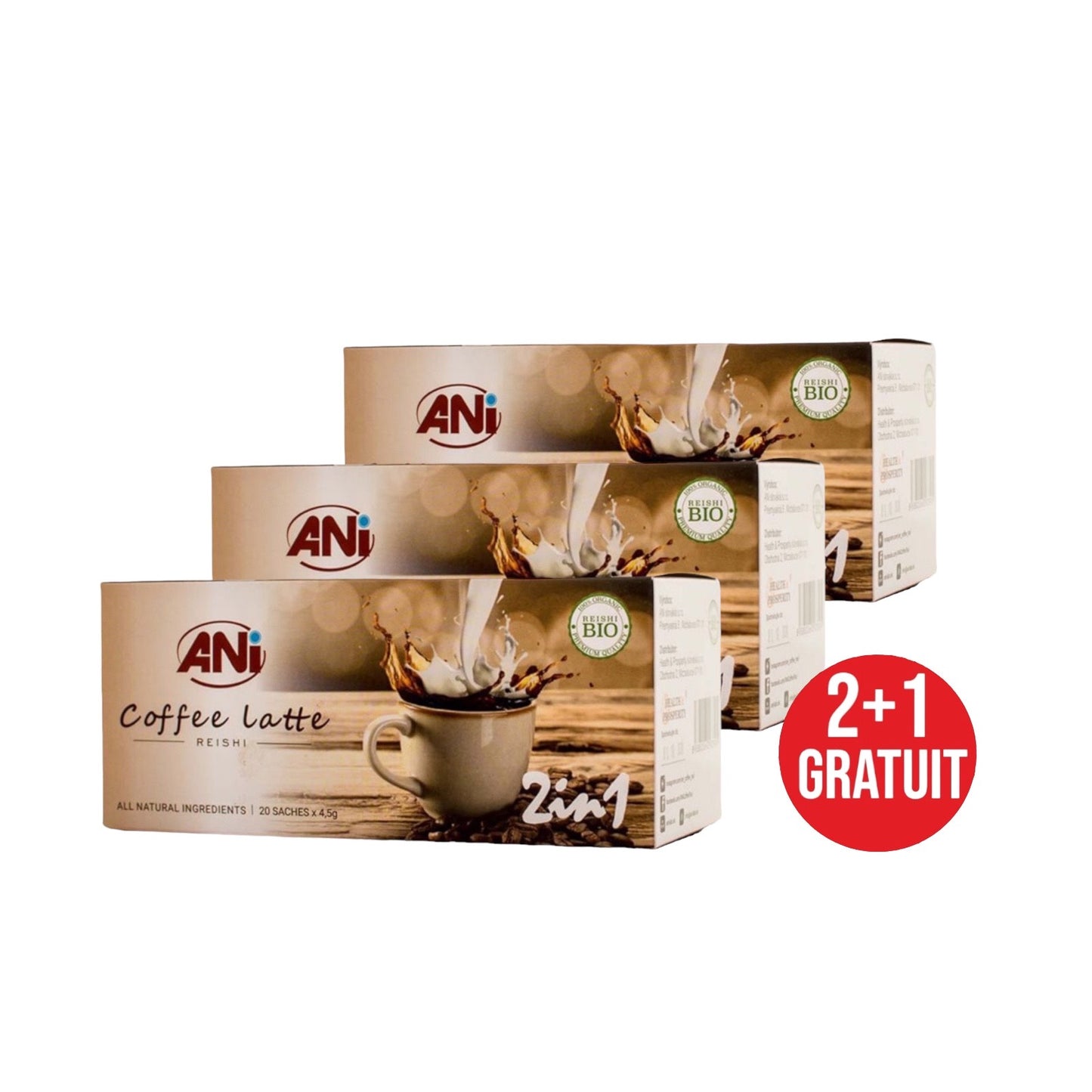 Reishi Latte 2en1 café instantané 20x4,5g 2+1 gratuit ANilab