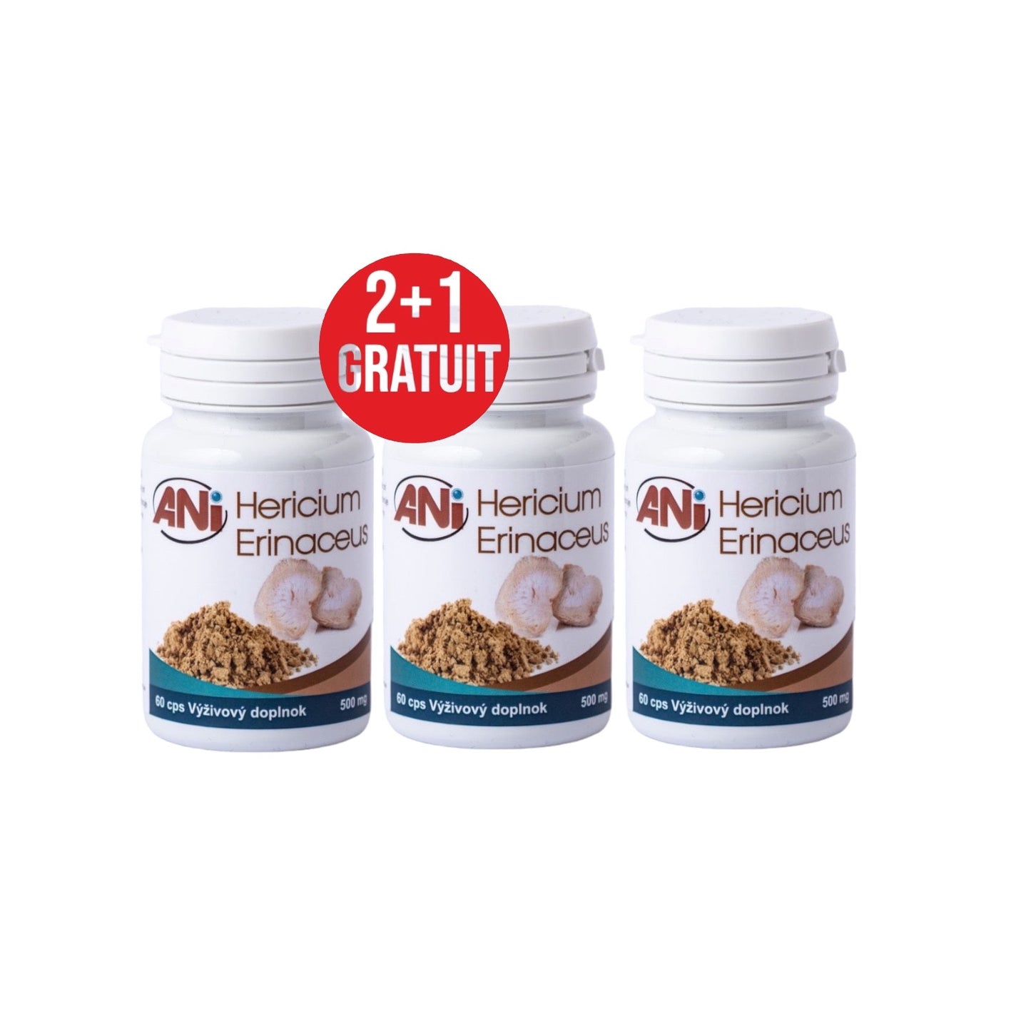 Crinière de Lion - Hericium Erinaceus  60 Gélules x 500 mg 2+1 gratuit ANilab