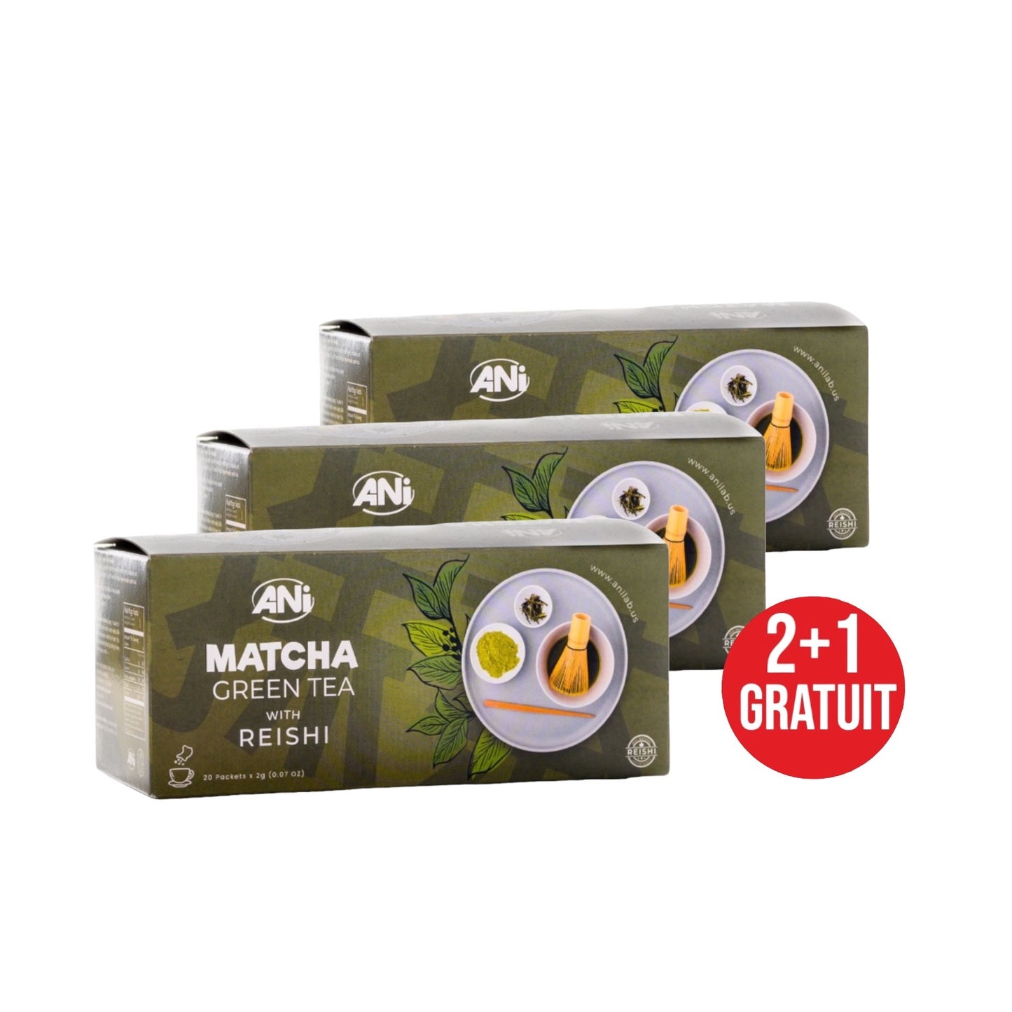 Thé vert Matcha au Reishi boîte 20x2g ANilab 2+1 gratuit