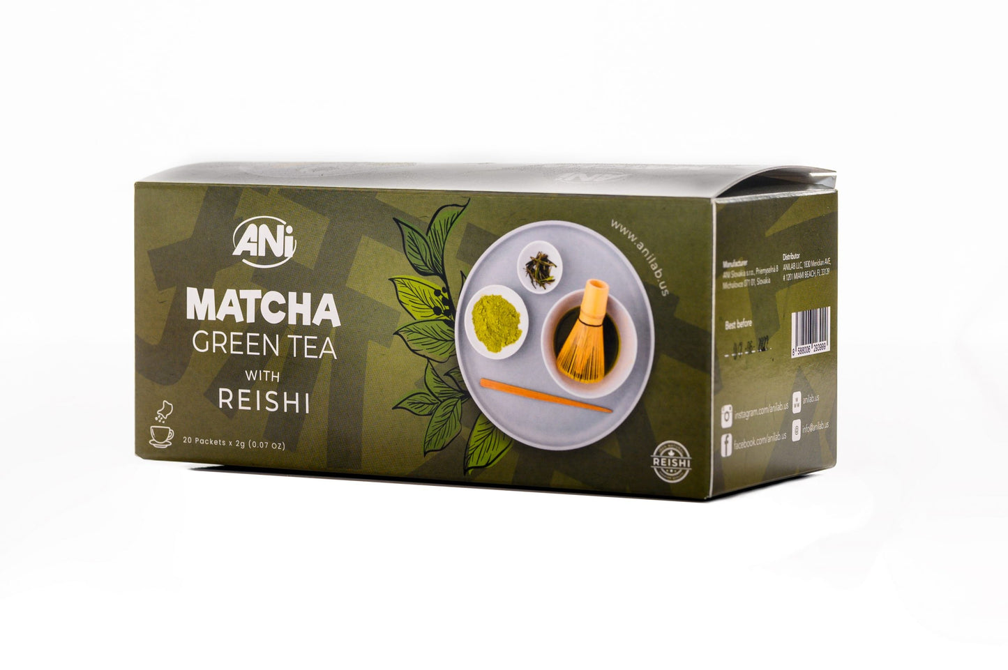 Thé vert Matcha au Reishi boîte 20x2g ANilab 2+1 gratuit