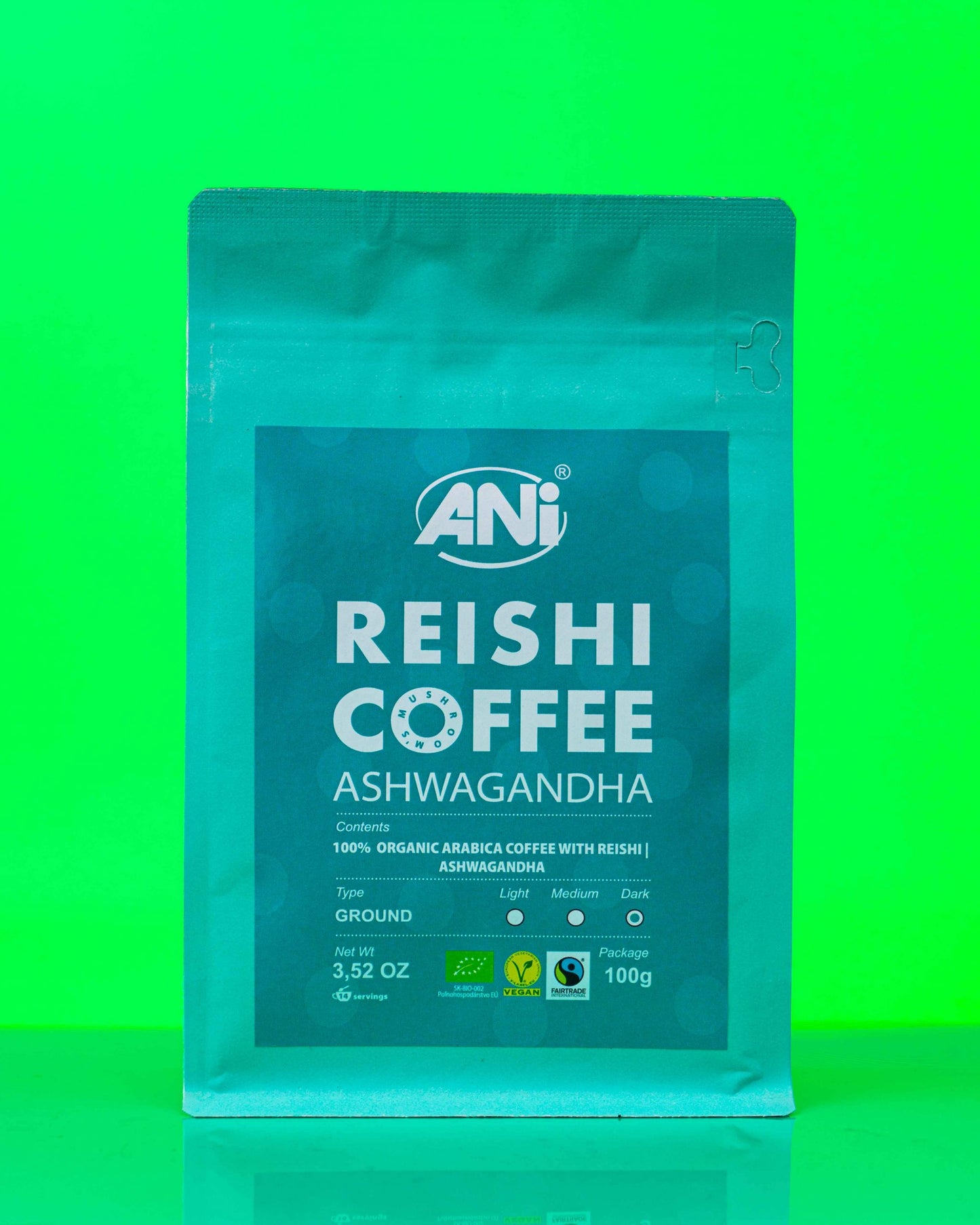 Café moulu BIO Reishi - Ashwagandha 100g 2+1 gratuit ANilab