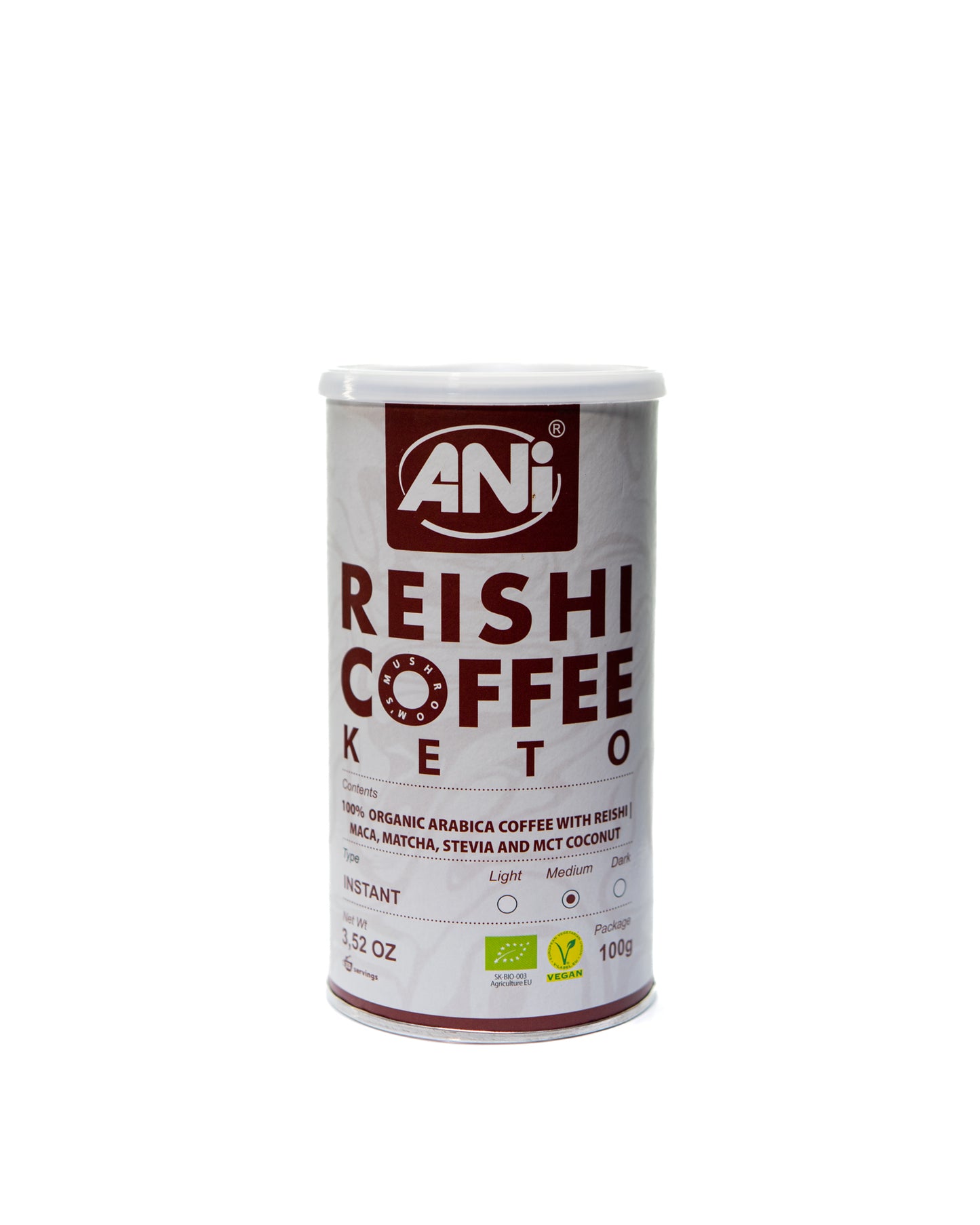 Café instantané Keto Reishi BIO à l'huile MCT - Maca - Matcha - Stevia Boite 100g 2+1 gratuit ANilab