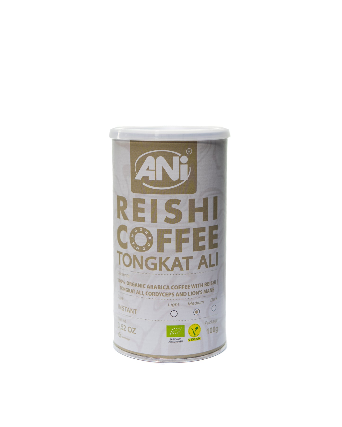 Tongkat ali Reishi BIO café instantané à la Crinière de Lion - Cordyceps boite 100g 2+1 gratuit ANilab