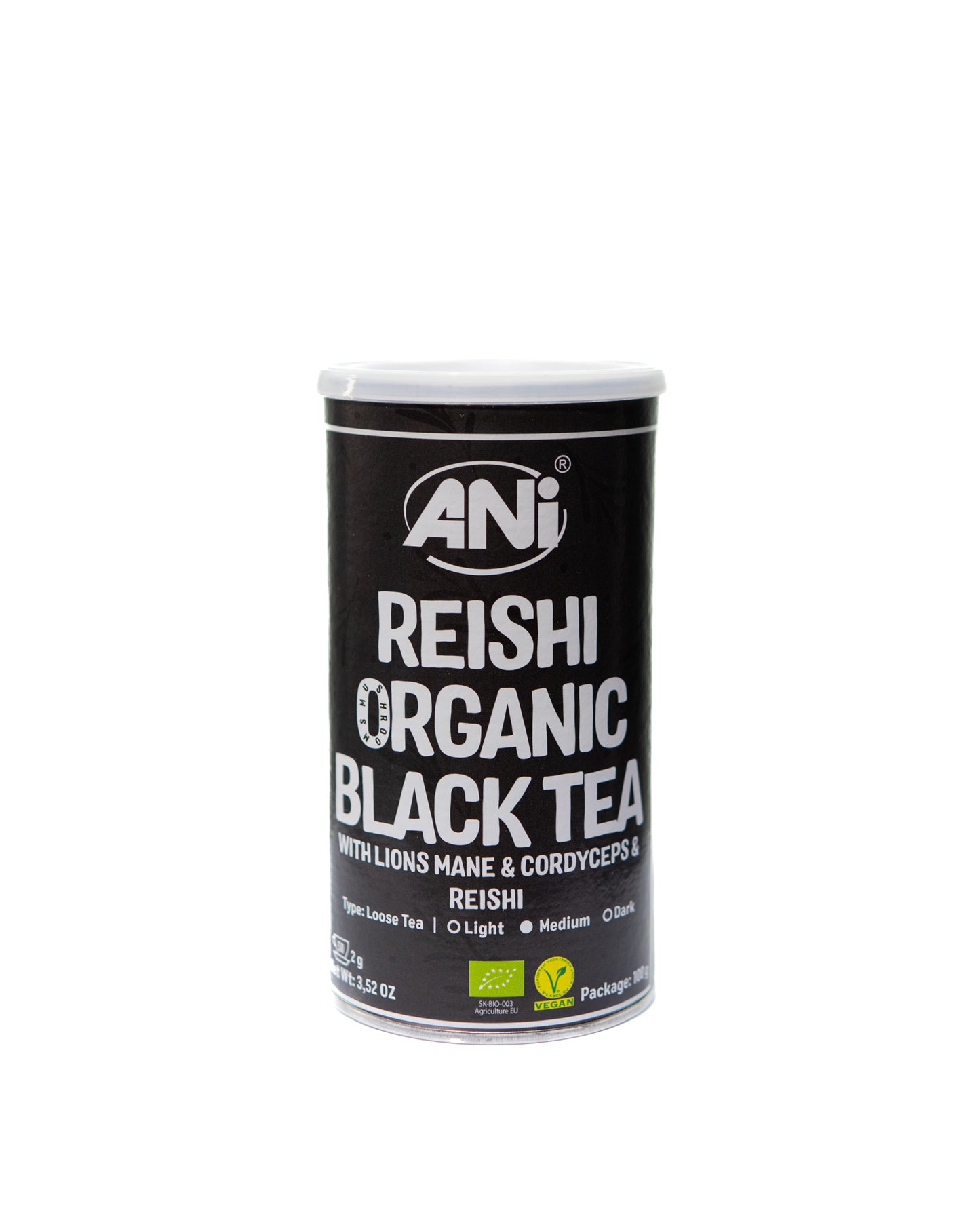 Thé Noir Reishi BIO à la Crinière de Lion et Cordyceps boite 100g 2+1 gratuit ANilab